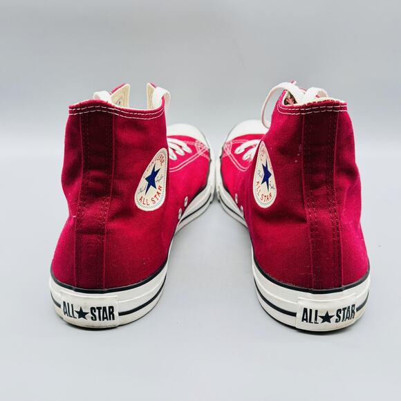 Converse Shoes Mens 11 Red Canvas Chuck Taylor All Star High Top Lace Up Sneaker - Picture 8 of 12